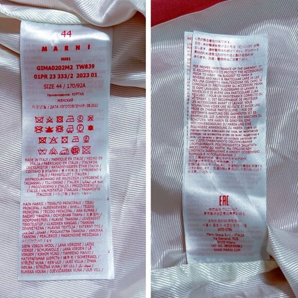 Marni Pink Tailored virgin wool jacket, Size 44 Italy, New with tag - Picture 7 of 16